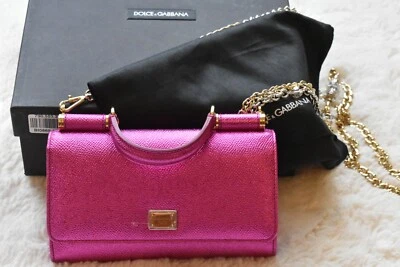 Nuevo con etiquetas Bolso Bandolera Dolce Gabbana Sicily Von Cartera en Cadena con - Fucsia Foto 1 de 4