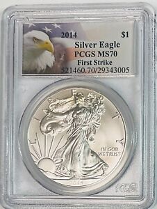 2014 Silver American Eagle 1 OZ  NGC MS 70  First Strike  - PERFECT - No Reserve