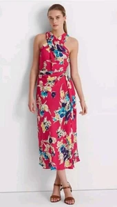 Lauren Ralph Lauren Floral Georgette Halter Dress Pink Floral Size 12 NWOT - Picture 1 of 5
