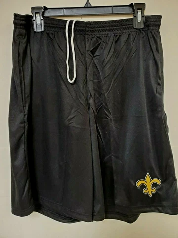 0725 Mens NEW ORLEANS SAINTS Polyester Pockets SHORTS GOLD BLACK New Cover