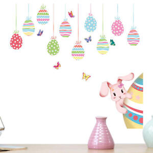 2 Sheet Happy Easter Butterfly & Bunny Stickers Easter Egg Window Stickers Decor