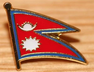 NEPAL Nepalese Flag Country Metal Lapel Pin Badge - Picture 1 of 1