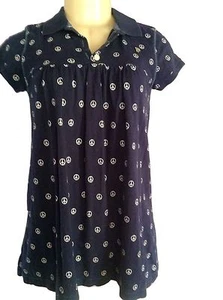 Victoria's Secret PINK Navy Cotton Cap Sleeve Casual Peace Blouse RegularTop XS - Picture 1 of 6