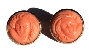 Orecchini Corallo Rosa Incisi In Oro Giallo 18kt - Imagen 1 de 5