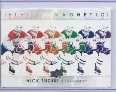 NICK SUZUKI 2021-22 UD # 1 ELECTROMAGNETIC SILVER SSP INSERT/CANADIENS - Image 1 of 2