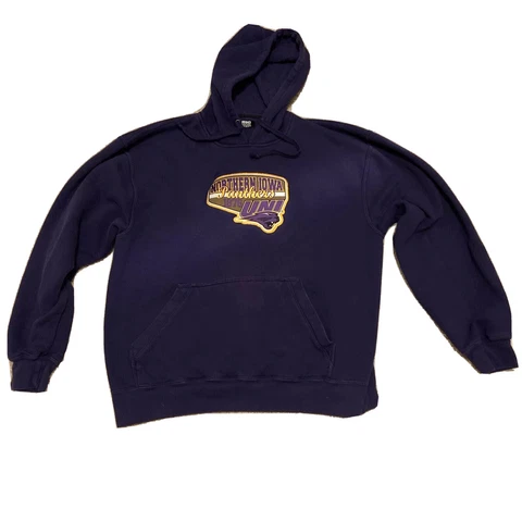 Vtg UNI University Northern Iowa Panthers Purple Hoodie Sweatshirt Sz XL Cover