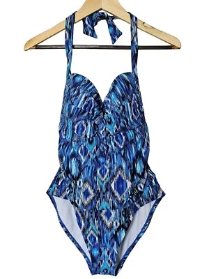 Catalina Women's One Piece Swimsuit Size Large Blue Halter Swim Bathing Suit - Image 1 of 4