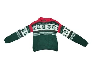 Alps Knitmeister Christmas Sweater M Green Red Nordic Snowflake Knit - Picture 1 of 11