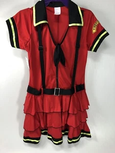 Feuerwehrmann Kostüm Damen Medium (8-10) Cosplay Rollenspiel Outfit rotes Kleid neu mit Etikett - Bild 1 von 4