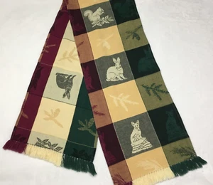 Primitive Artisan Table Runner Rabbit Squirrel Fox Cotton Check 65 x 12.75 India - Picture 1 of 11