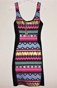 NEW Lipsy London Stretch Body-Con Dress Aztec Block NWT $71 sz 8 US or 12 UK - Picture 1 of 8