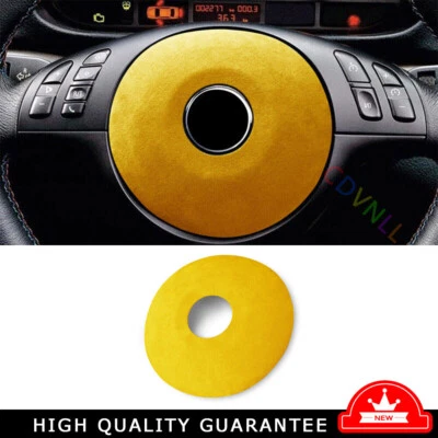 Cubierta de anillo de bocina de volante para BMW Serie 3 M3 E46 08-2013 gamuza amarilla Foto 1 de 4