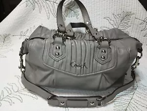 Coach Ashley Silver Gray Leather Satchel Handbag - Picture 1 of 12