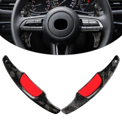 Carbon Fiber Steering Wheel Paddle Shifter Extension Fit Mazda 3 2020-2021 Pair - Image 1 of 4