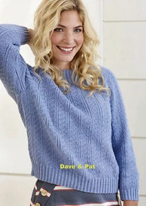 ORIGINAL KNITTING PATTERN LADIES SWEATER IN ROWAN WOOL COTTON 4-PLY SIZES 8-26 - Picture 1 of 2