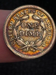1842-P Seated Liberty Dime Nearly Uncirculated With Amazing Natural Toning - Picture 1 of 3