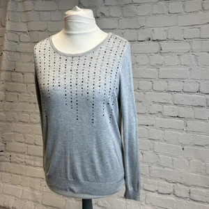 George Womens Jumper Pullover Top Grey Party Crystals Sparkle UK Size 14 New - Picture 1 of 14
