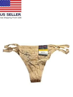 No Boundaries Women Lace Double Side String Thong Toasted Almond Junior Large ne - Image 1 of 2