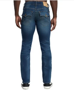NWT TRUE RELIGION Mens Rocco Relaxed Skinny Jeans w/Renegade Flap Size 36 Fhqm - Picture 1 of 12