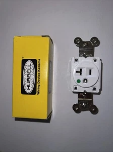 HUBBELL HBL8310-W 20A SINGLE RECEPTACLE WHITE HOSPITAL GRADE 5-20R - Picture 1 of 2
