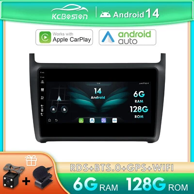6G+128GB Android 14 Autoradio Carplay GPS Navi Per VW GOLF/Polo 2012-2016 DAB+BT - Immagine 1 di 4