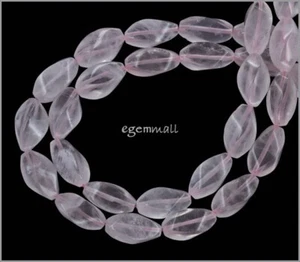 16 Zoll Natürlicher Rosenquarz Twist Oval Reis Perlen 8x16 mm #78137 - Bild 1 von 1