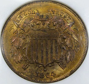 1864 Two Cent Piece NGC/CAC MS-64RB...Flashy, Pretty Tone, PQ Fatty NGC Holder!! - Picture 1 of 7