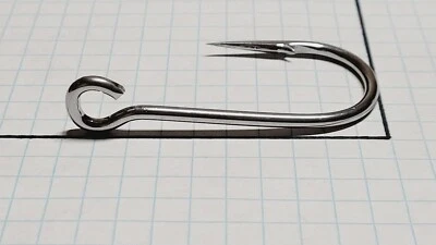 Mustad 9510XXXS-SS-8/0-25 Stainless Steel 3X Strong Open Eye Siwash Hook - Image 1 of 4