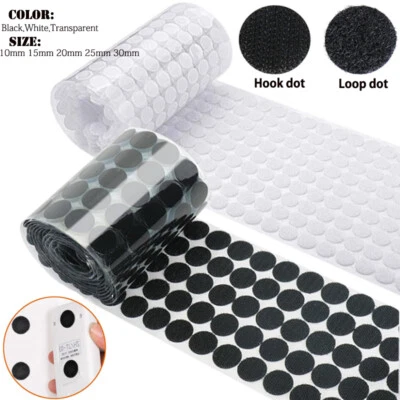 Self Adhesive HOOK AND LOOP Dots Stick on Picture Hanging Grip Organise work - Image 1 of 4
