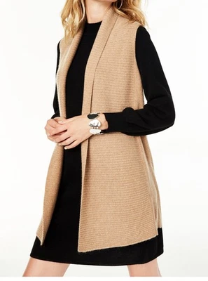 Charter Club Womens Luxury Cashmere Cardigan Sweater Size L Sleeveless Tan 1X - Image 1 of 4