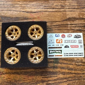 INJORA 1.3" Beadlock Wheel Brass -5.25mm Offset Rims Rc Crawler Upgrade W1310 - Picture 1 of 7