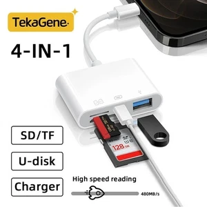 4 w 1 USB Lightning Card Reader SD TF OTG Adapter do iPhone iPod iPad- - Zdjęcie 1 z 10