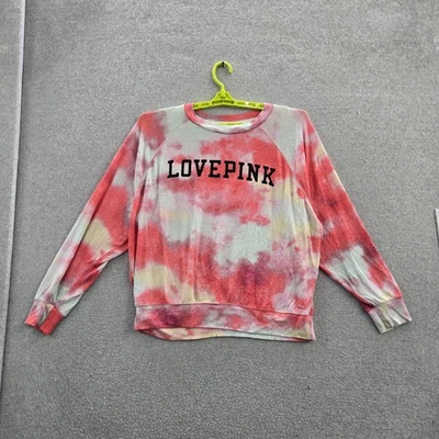 Victoria's Secret ROSA Mujer Sudadera M Roja Tie Dye LOVE Logo Manga Larga Foto 1 de 4