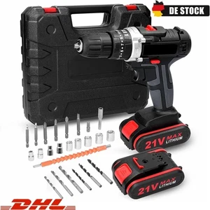 21V Akkuschrauber Set Akku Bohrschrauber Akkubohrer Bohrmaschine mit 2 Akku - Bild 1 von 14