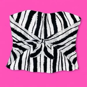 NWT White House Black Market Abstract Bustier Silk Cropped Tank - Picture 1 of 6