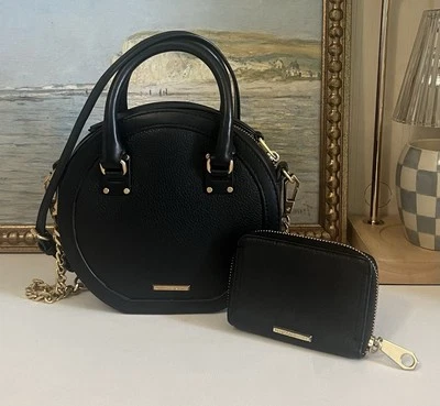 Bolso Rebecca Minkoff Bree Circle para mujer, negro, herrajes dorados con billetera Foto 1 de 4