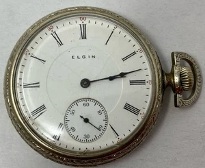1911 ELGIN 16S 17J MODEL 6 GRADE 386, Open Face Pocket Watch, Runs! - Picture 1 of 5