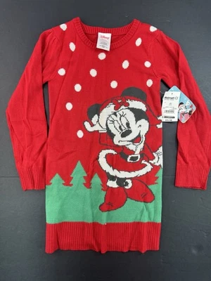 Vestido Suéter Disney Holiday Santa Minnie Mouse Lunares Niñas Talla XS 4-5 NUEVO CON ETIQUETAS Foto 1 de 4