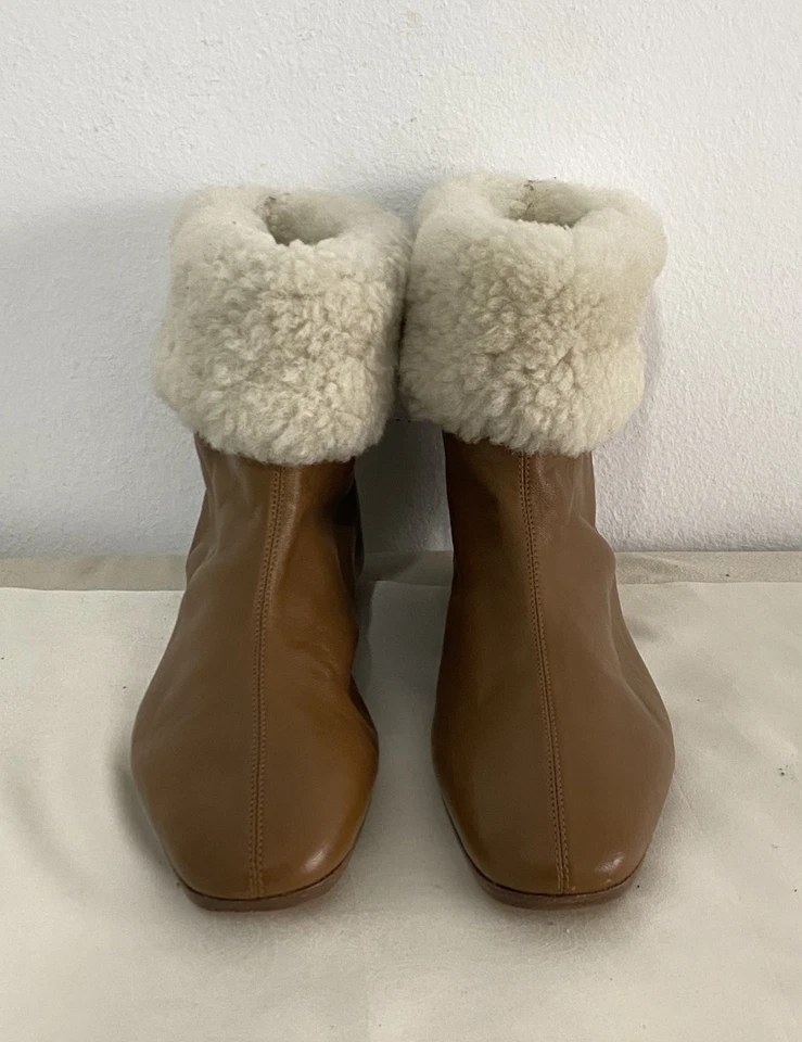 Mansur Gavriel Camel Acogedoras Botas de Cuero Puño de Oveja Nuevas sin Caja Talla 38 Foto 1 de 4