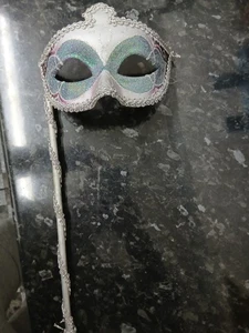 Venetian Face Mask Silver & Purple - Picture 1 of 2