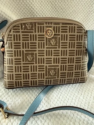 Anne Klein Lion Logo Soft Dome Crossbody Blue Strap - Image 1 of 4