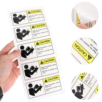  5 Pcs Caution Reading Instructions Decal Safety Warning Sign Sticker - Image 1 of 4