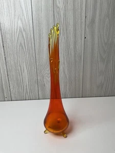 Vintage LE Smith? 3 Zehen Amberina Schlacke Glas geschwungene Vase - 15" - Bild 1 von 14