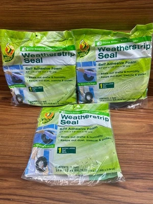 3 ROLLS Lot Duck Brand Extra Large Gap Weatherstrip Seal 3/4 in x 1/2 in x 10 ft - Image 1 of 4