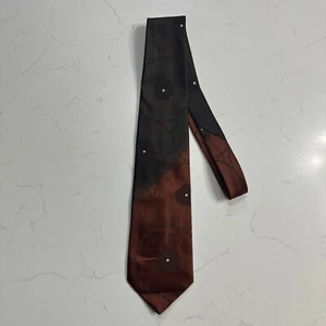 Vintage Wemlon by Wembley 100% Polyester Red & Brown Floral Tie - Picture 1 of 7