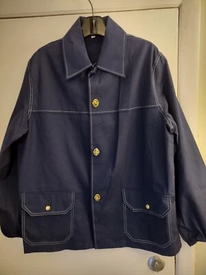 复古 Marshall Fields Company 男式上衣,尺寸 L,蓝色设计... — 第 1/4 张图片