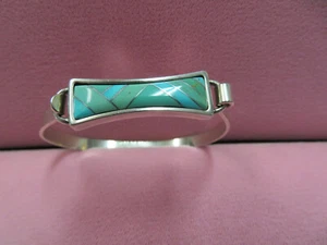 6.25" Carolyn Pollack 925 Sterling Silver Relios Inlay Turquoise Bangle - Picture 1 of 9