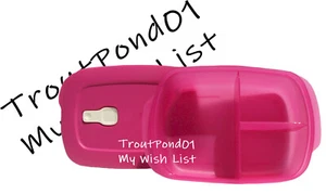 Tupperware Crystalwave Microwave Bowl Rectangular Divided Dish Container Pink - Picture 1 of 4