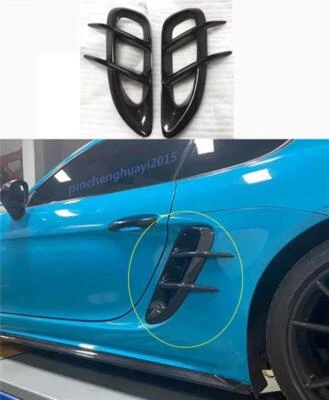 Cubierta de ventilación de aire de admisión lateral de carbono real para Porsche 718 Boxster Cayman 2017-2023 Foto 1 de 4