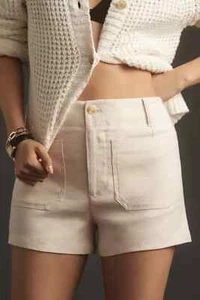 Anthropologie Maeve 26W The Colette Shorts Linen Edition Ivory NWT Plus Size - Picture 1 of 8